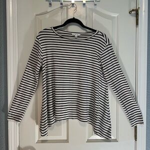 Vintage CAbi Black and Cream Stripe Trapeze Top